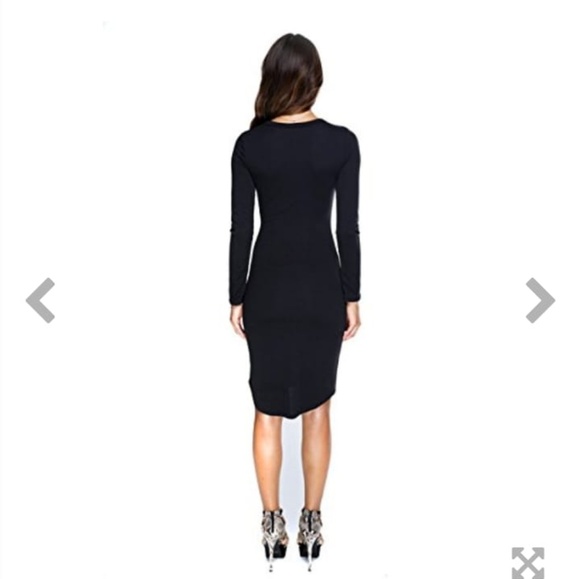 NEW DRESS MIDI COLOR BLACK WANTMYLOOK SIZE LARGE - Picture 2 of 8